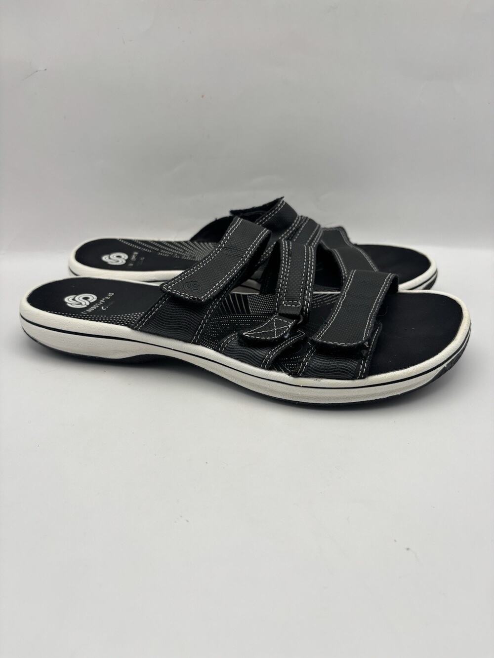 Clarks Brinkley Coast Black Slide Sandals Women Size 8